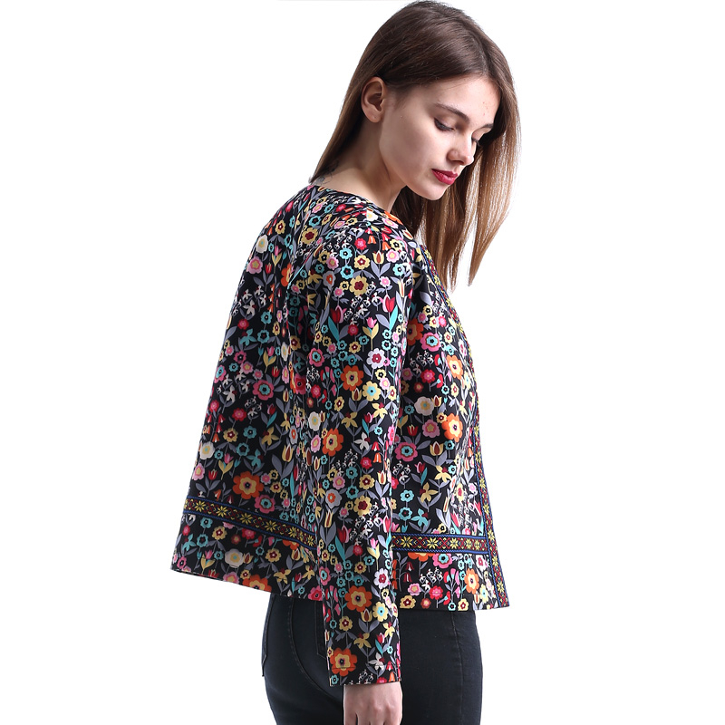 Womens Spring Jacket Multicolored Collarless Womens Spring Jacket Multicolored Collarless