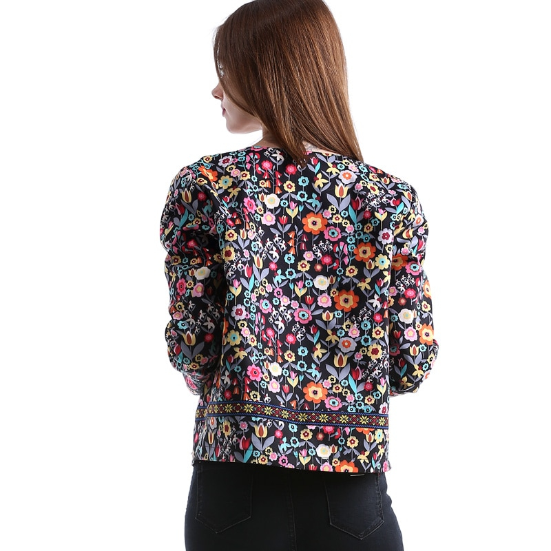 Womens Spring Jacket Multicolored Collarless Womens Spring Jacket Multicolored Collarless