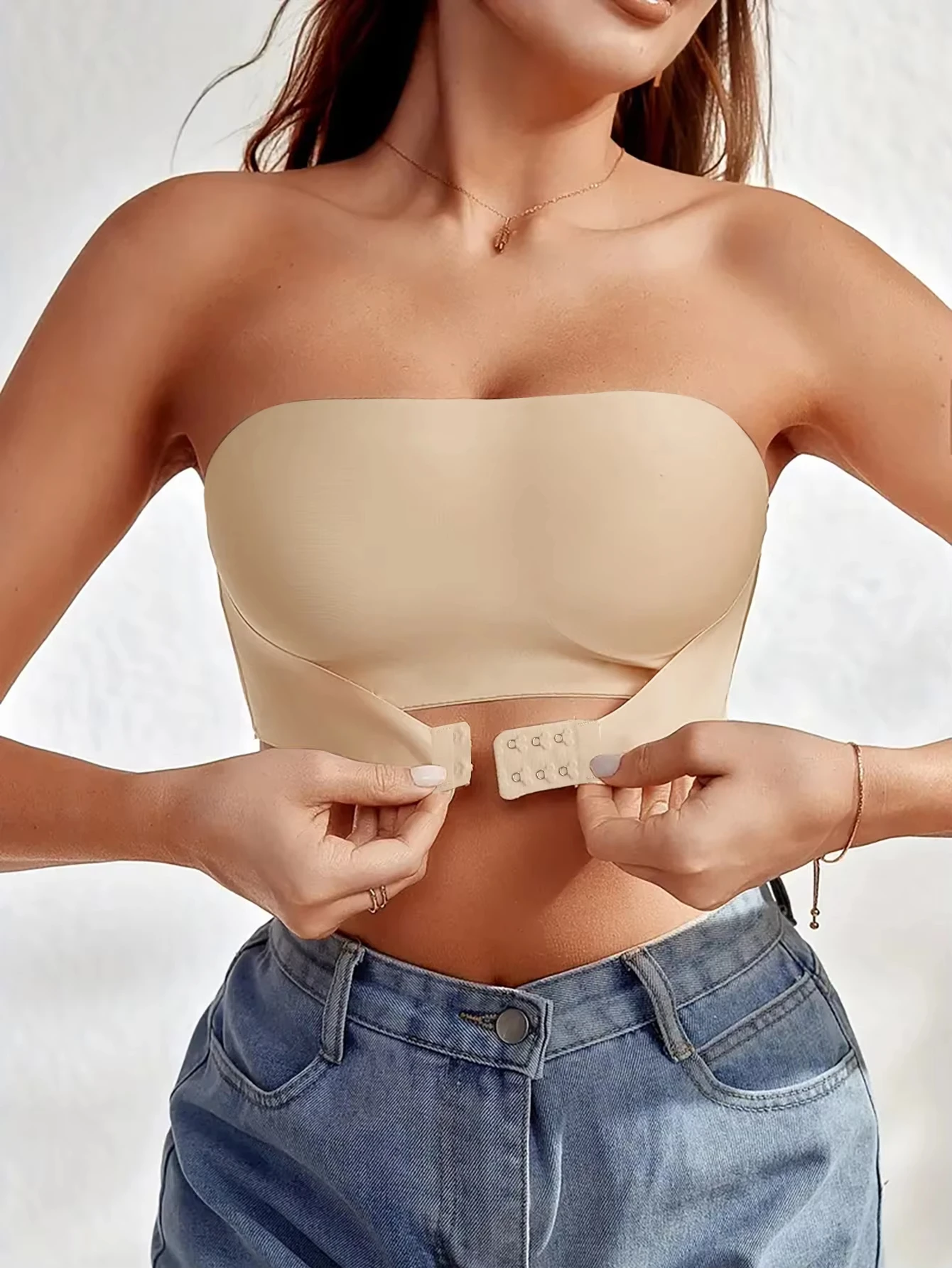 Women's Strapless No Padding Seamless Front Button Bra Comfortable Smooth Underwear Women's Strapless No Padding Seamless Front Button Bra Comfortable Smooth Underwear
