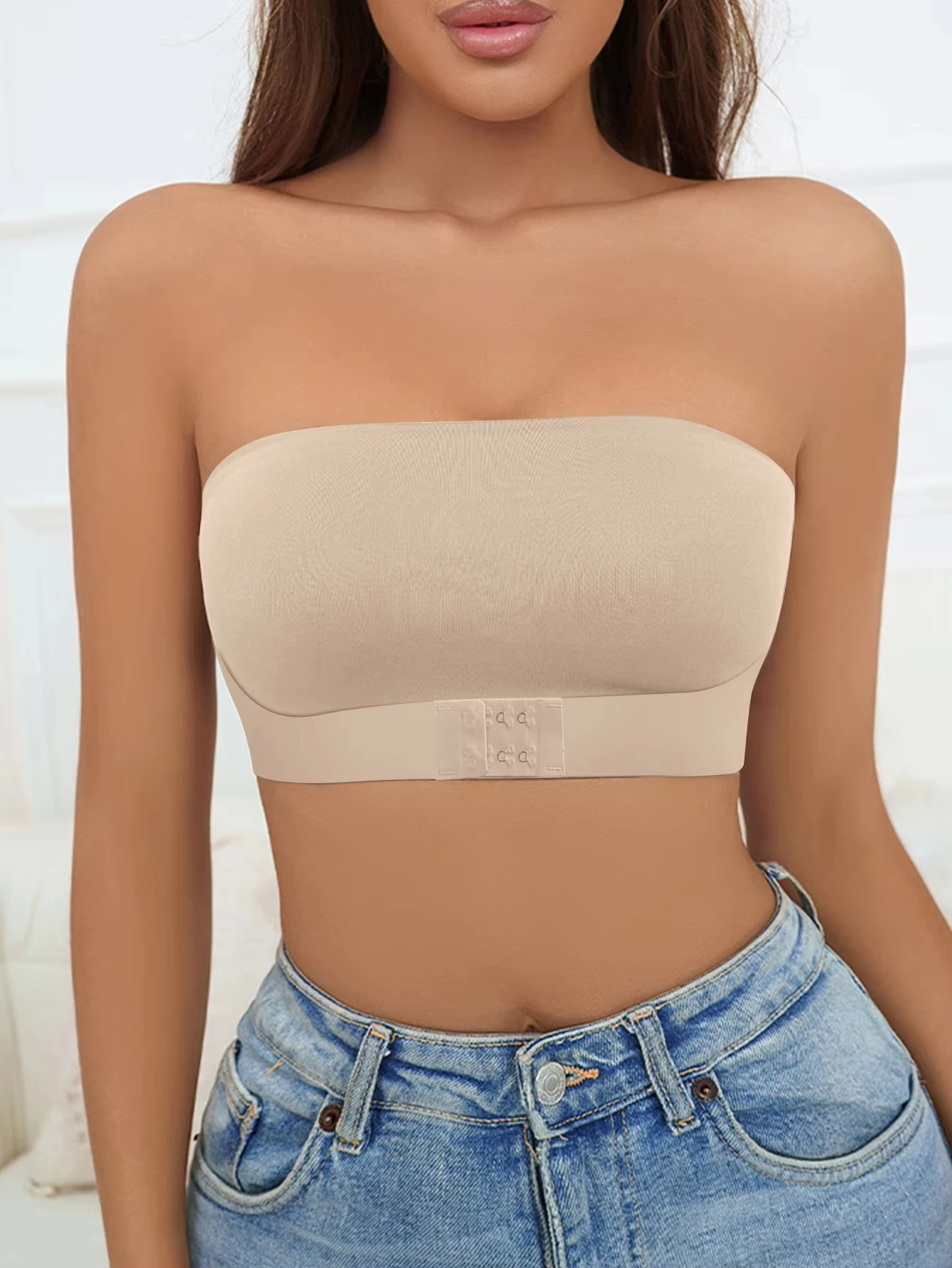 Women's Strapless No Padding Seamless Front Button Bra Comfortable Smooth Underwear Women's Strapless No Padding Seamless Front Button Bra Comfortable Smooth Underwear