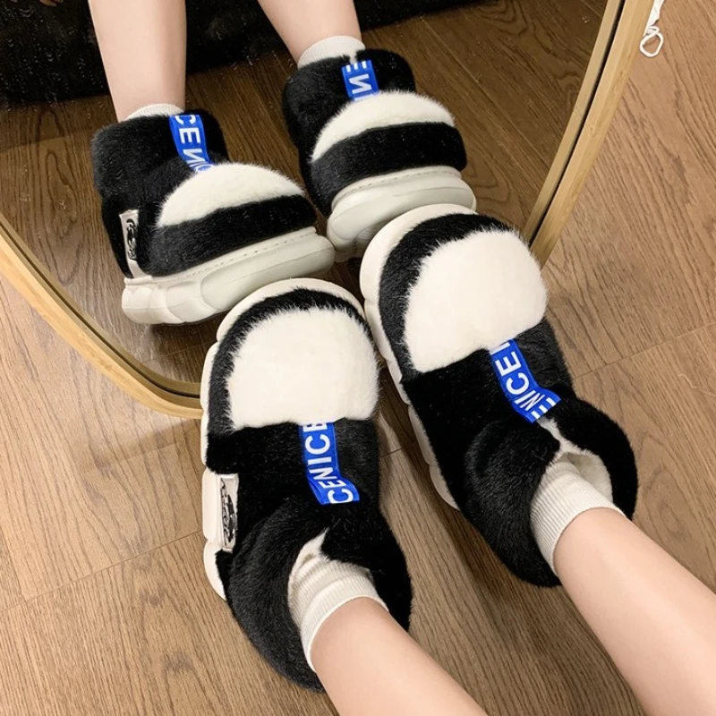 Women's Winter Warm Shoes Plush Lining Indoor Slippers Couples Platform Heel High Top Snow Boots Female Male Home Women's Winter Warm Shoes Plush Lining Indoor Slippers Couples Platform Heel High Top Snow Boots Female Male Home