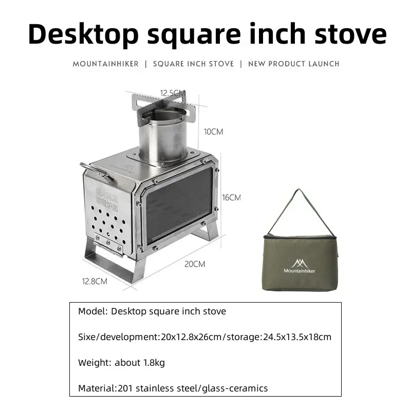 Wood Burner Stove Portable Firewood Square Stove Stainless Steel Outdoor Fire Heater Stove Picnic Hiking Camping Wood Burner Stove Portable Firewood Square Stove Stainless Steel Outdoor Fire Heater Stove Picnic Hiking Camping