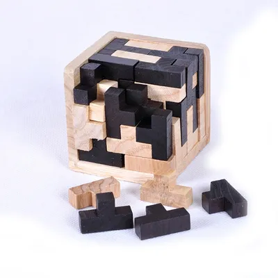 Wood Cube Puzzle 3D Interlocking Wood Cube Puzzle 3D Interlocking