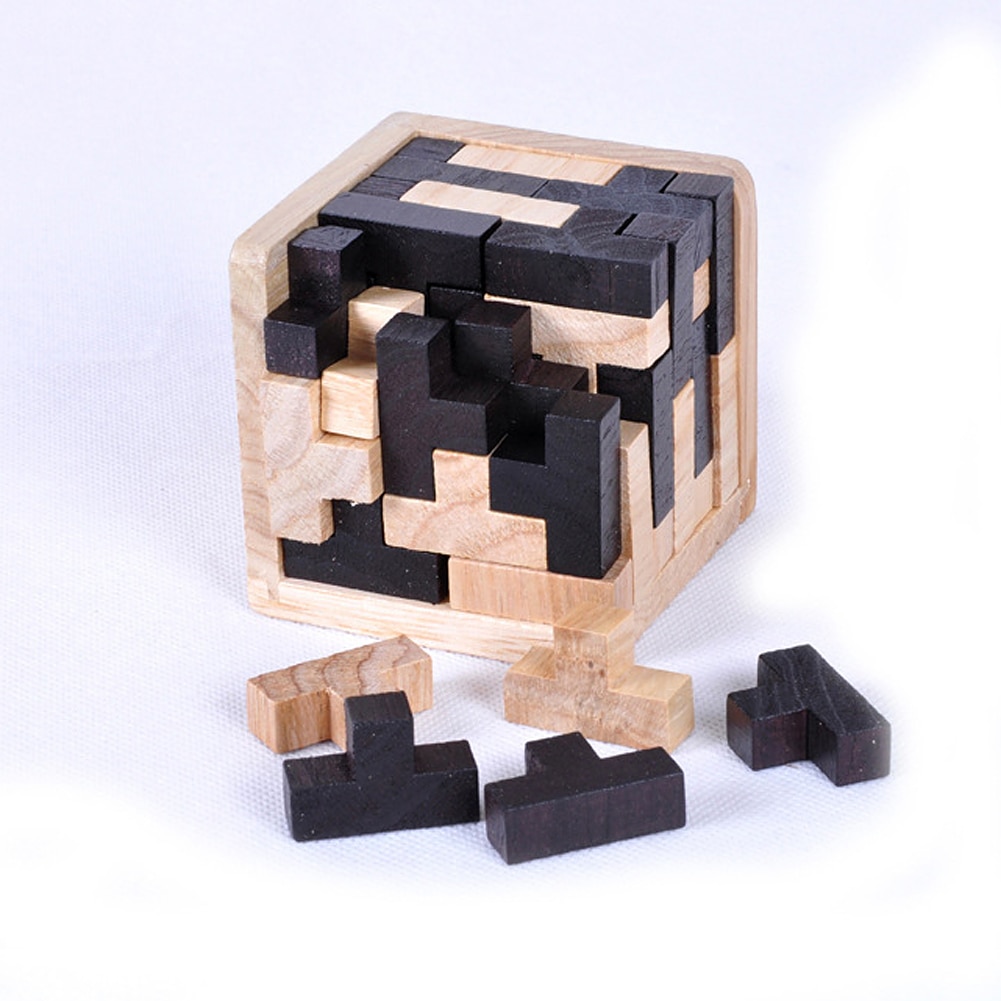 Wood Cube Puzzle 3D Interlocking