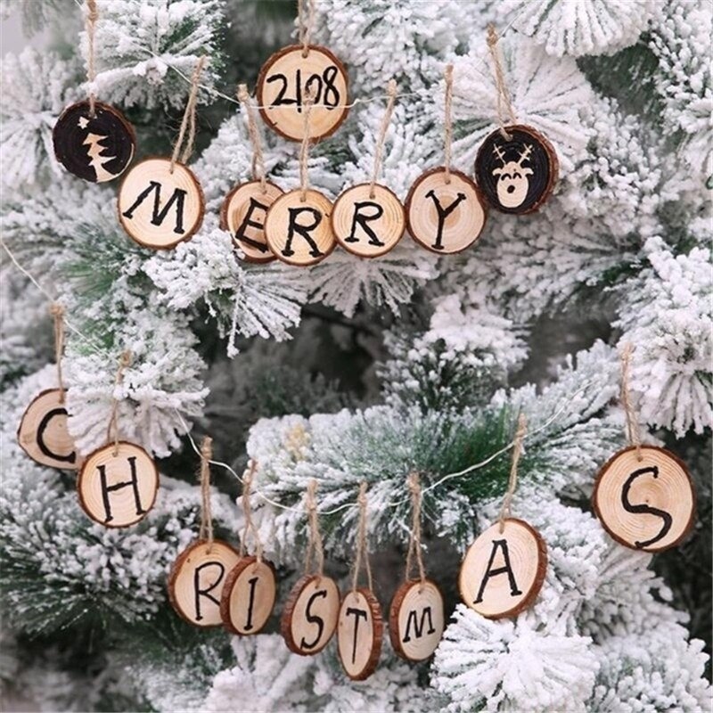 Wood Disc Ornaments with Rope (10pcs) Wood Disc Ornaments with Rope (10pcs)