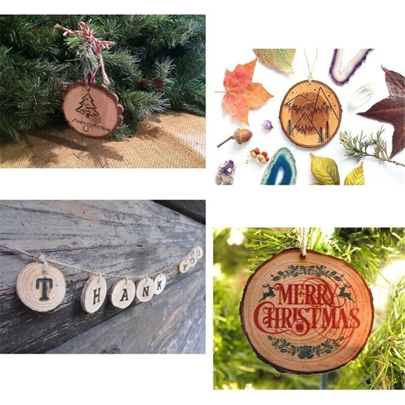 Wood Disc Ornaments with Rope (10pcs) Wood Disc Ornaments with Rope (10pcs)