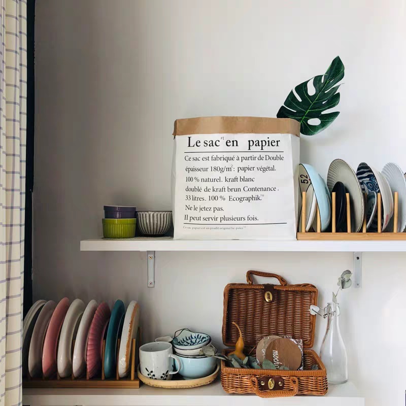 Wood Dish Rack Kitchen Plate Holder