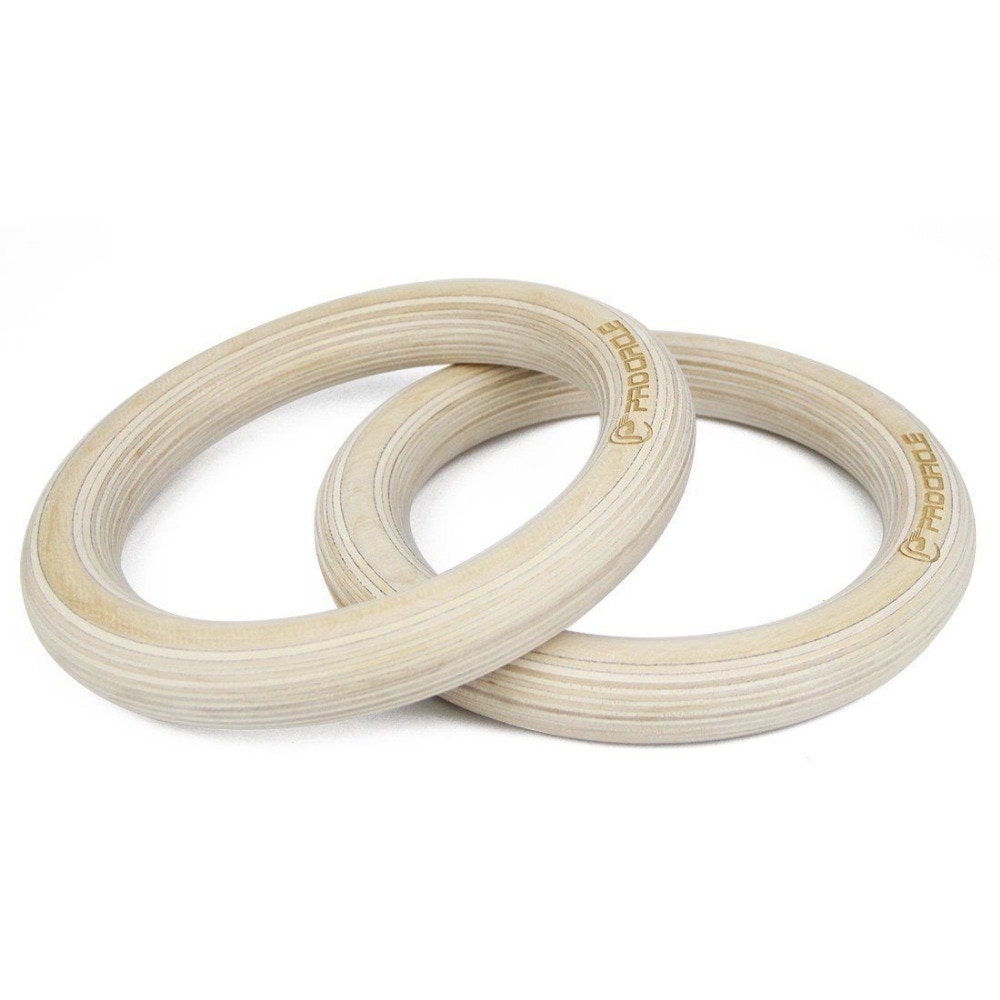 Wood Gymnastic Rings with Adjustable Straps