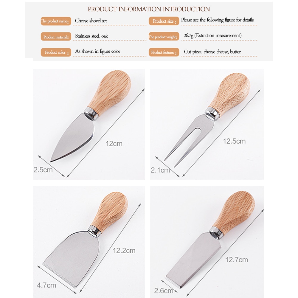 Wood Handle Cheese Knife Set (4pcs)