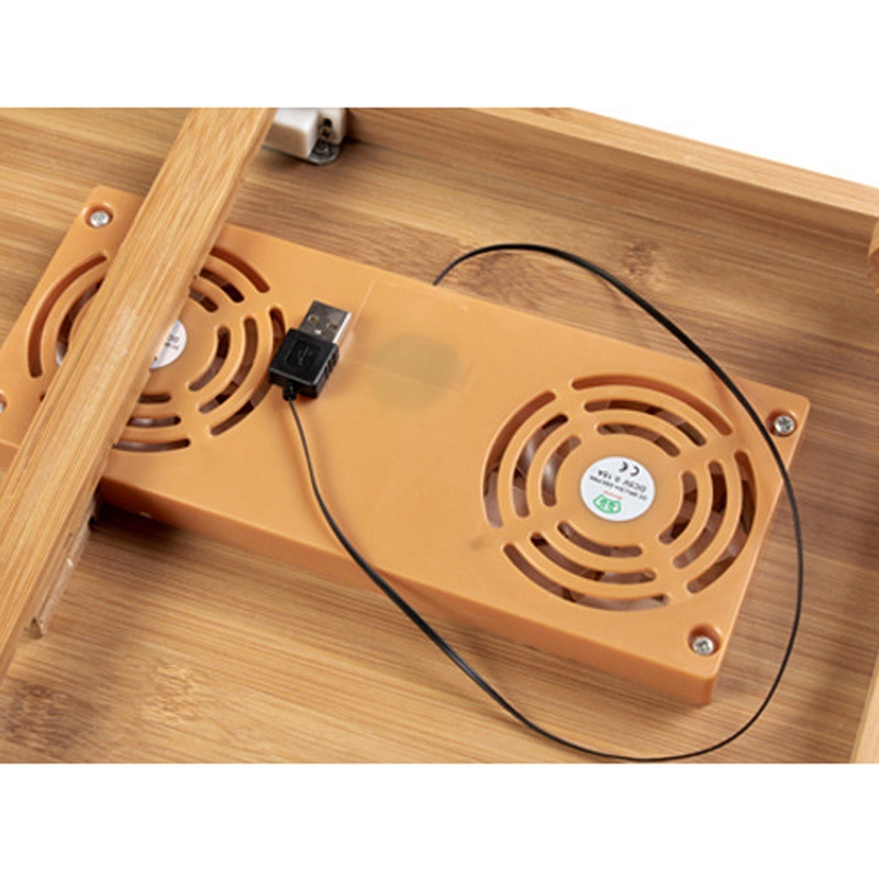 Wood Laptop Table Foldable Desk with Cooling Fan Wood Laptop Table Foldable Desk with Cooling Fan