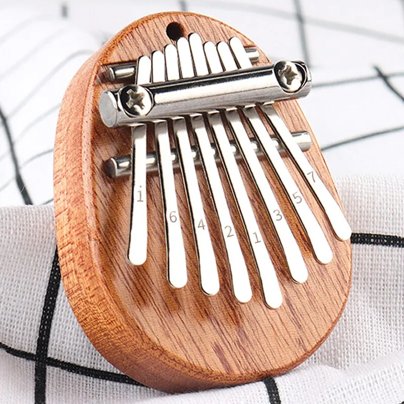 Wood Mini Thumb Piano Musical Toys 8 Tones Portable Beginner Finger Piano
