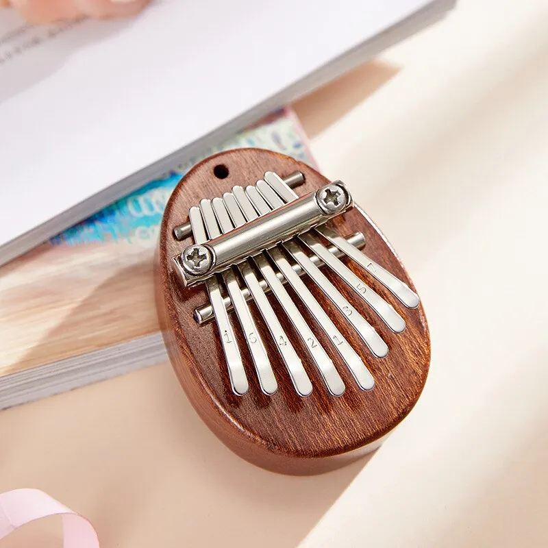 Wood Mini Thumb Piano Musical Toys 8 Tones Portable Beginner Finger Piano