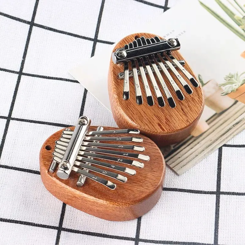 Wood Mini Thumb Piano Musical Toys 8 Tones Portable Beginner Finger Piano