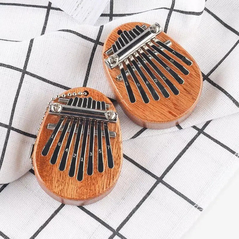 Wood Mini Thumb Piano Musical Toys 8 Tones Portable Beginner Finger Piano