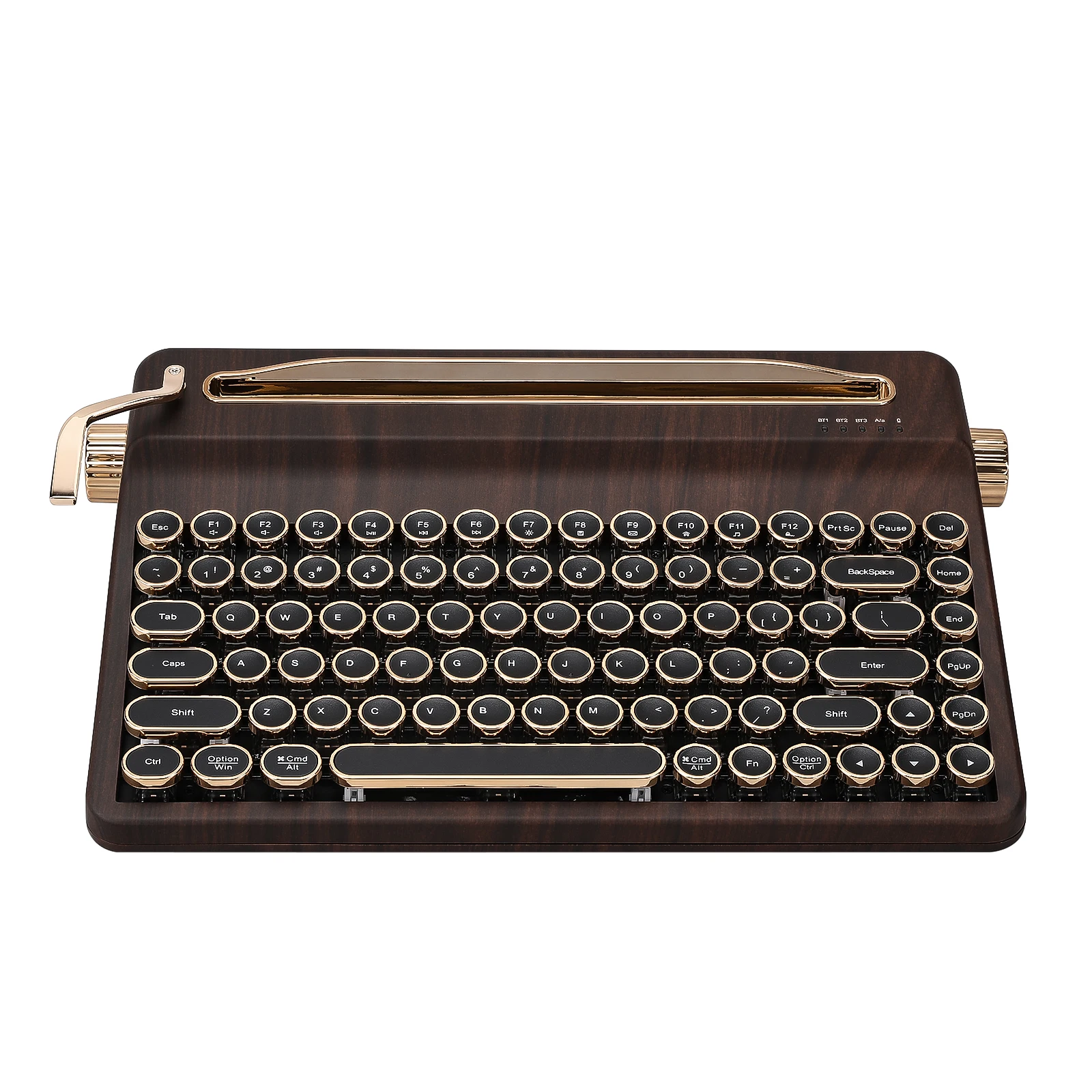 Wood QMK/VIA Mechanical Keyboard, Retro Style RGB Wireless Mechanical Keyboard, Mac/Win Customizable, Gift Box Pack