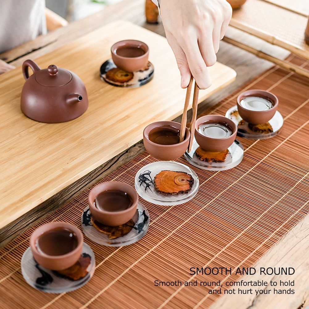 Wood Resin Coasters Pad Set (6 Pcs)