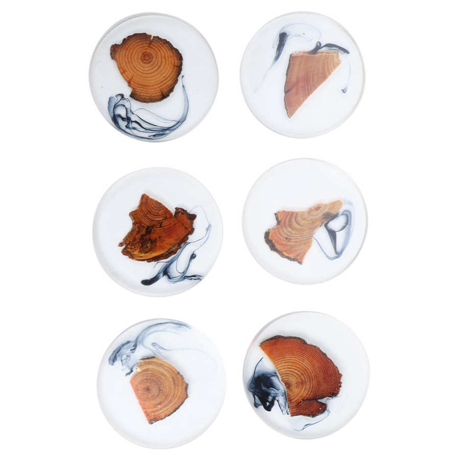 Wood Resin Coasters Pad Set (6 Pcs)