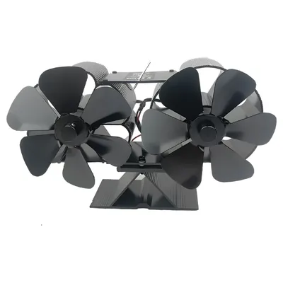 Wood Stove Fan Heat Powered Dual Silent Motors 6 Blades Non-Electric Heat Activated Fireplace Fan with Bracket and