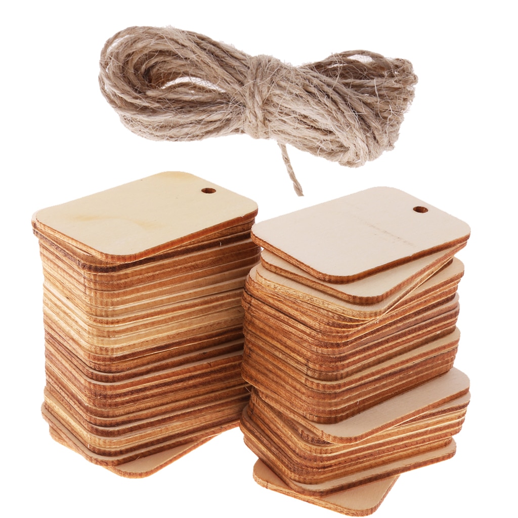 Wood Tags for Crafts with Rope (50pcs) Wood Tags for Crafts with Rope (50pcs)