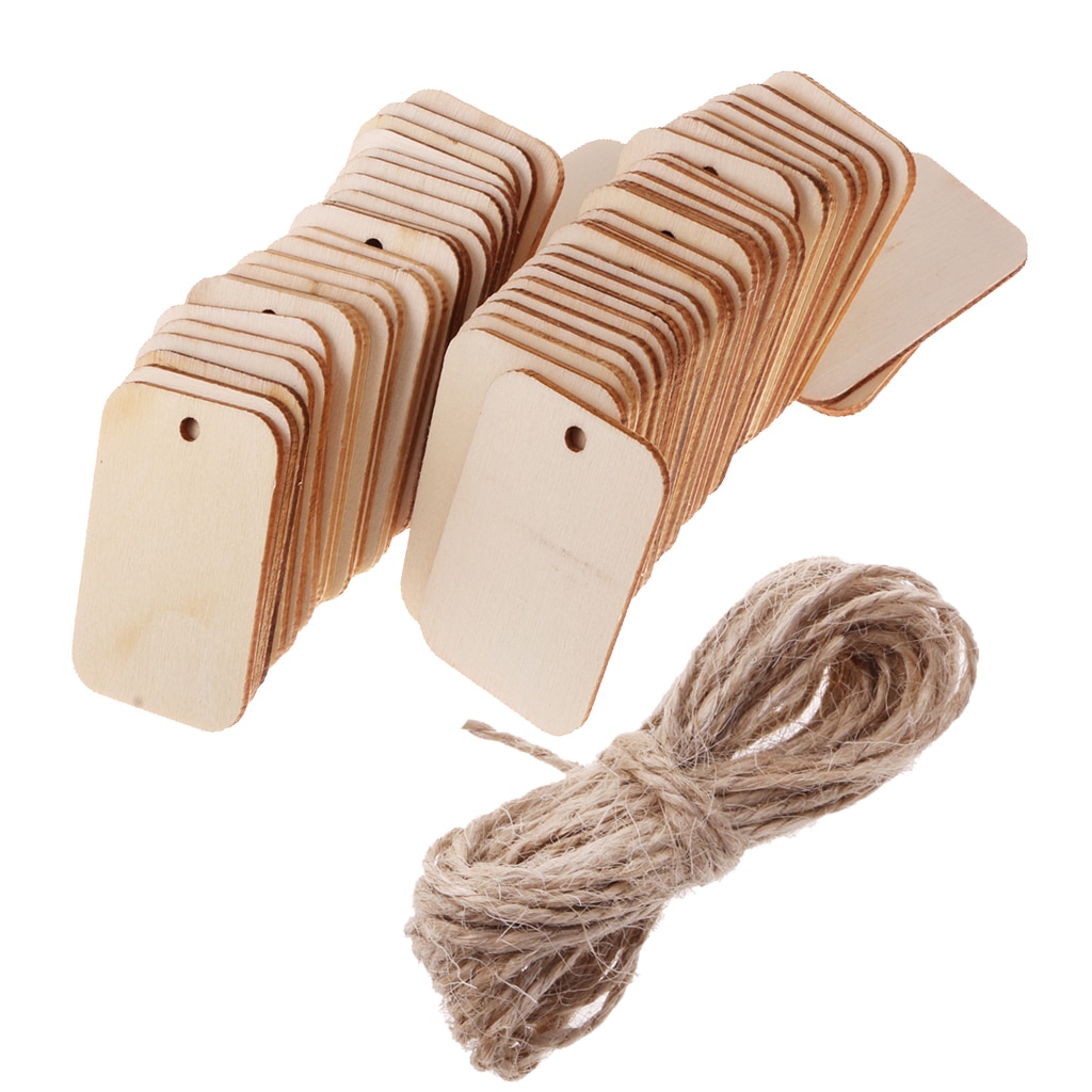 Wood Tags for Crafts with Rope (50pcs) Wood Tags for Crafts with Rope (50pcs)