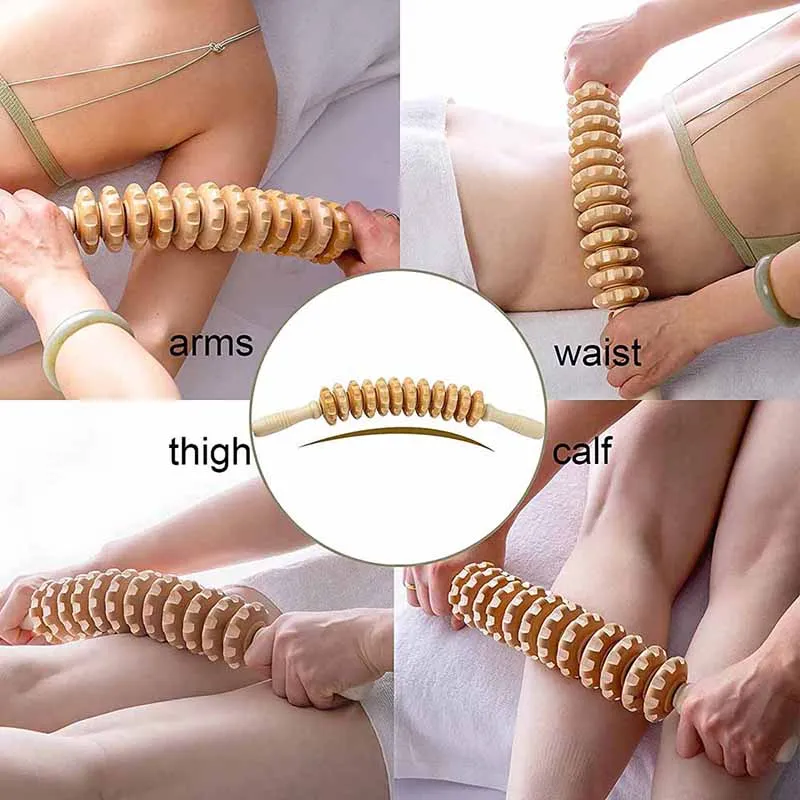 Wood Therapy Roller Gear Stick Massage Tool Cellulite Slimming Roller Massager Lymphatic Drainage Body Shaping Trigger