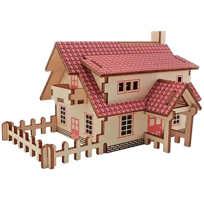 Wooden 3D House Puzzle DIY Set Wooden 3D House Puzzle DIY Set