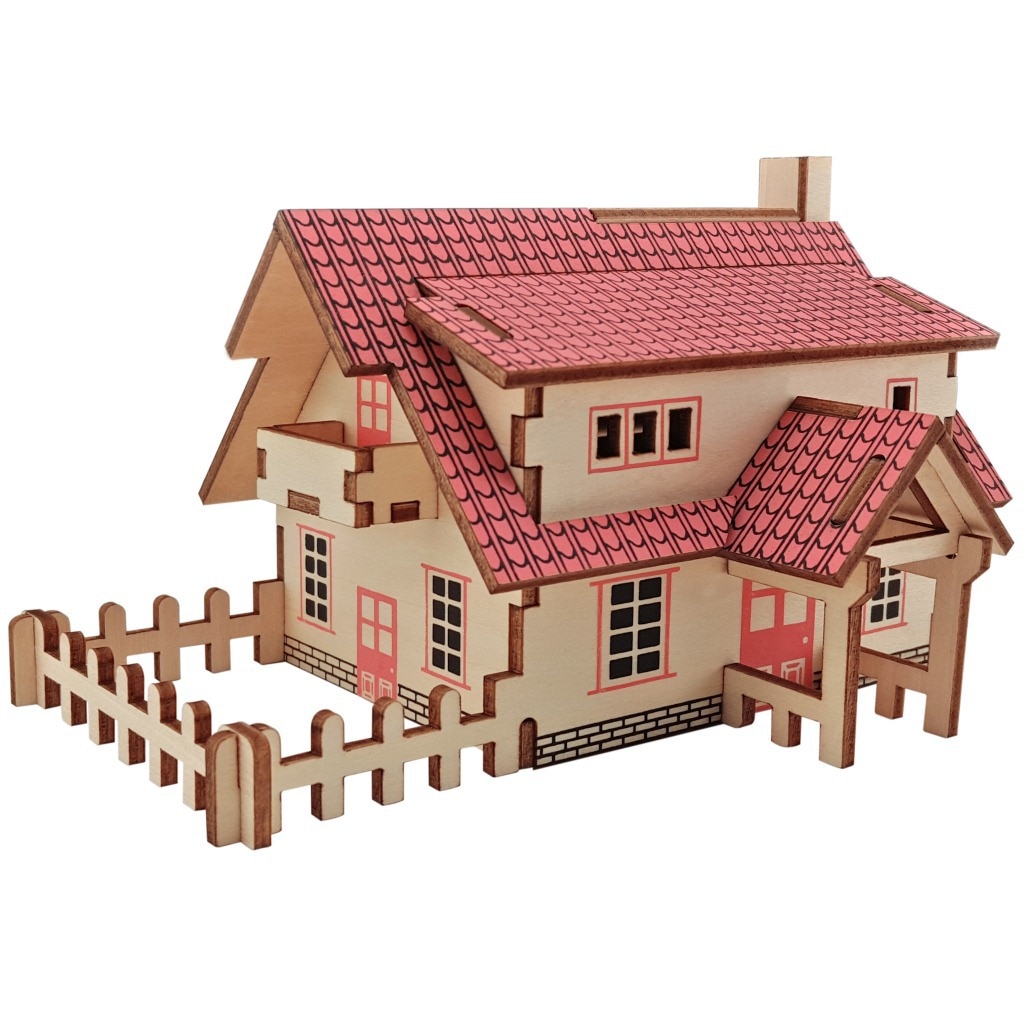 Wooden 3D House Puzzle DIY Set Wooden 3D House Puzzle DIY Set