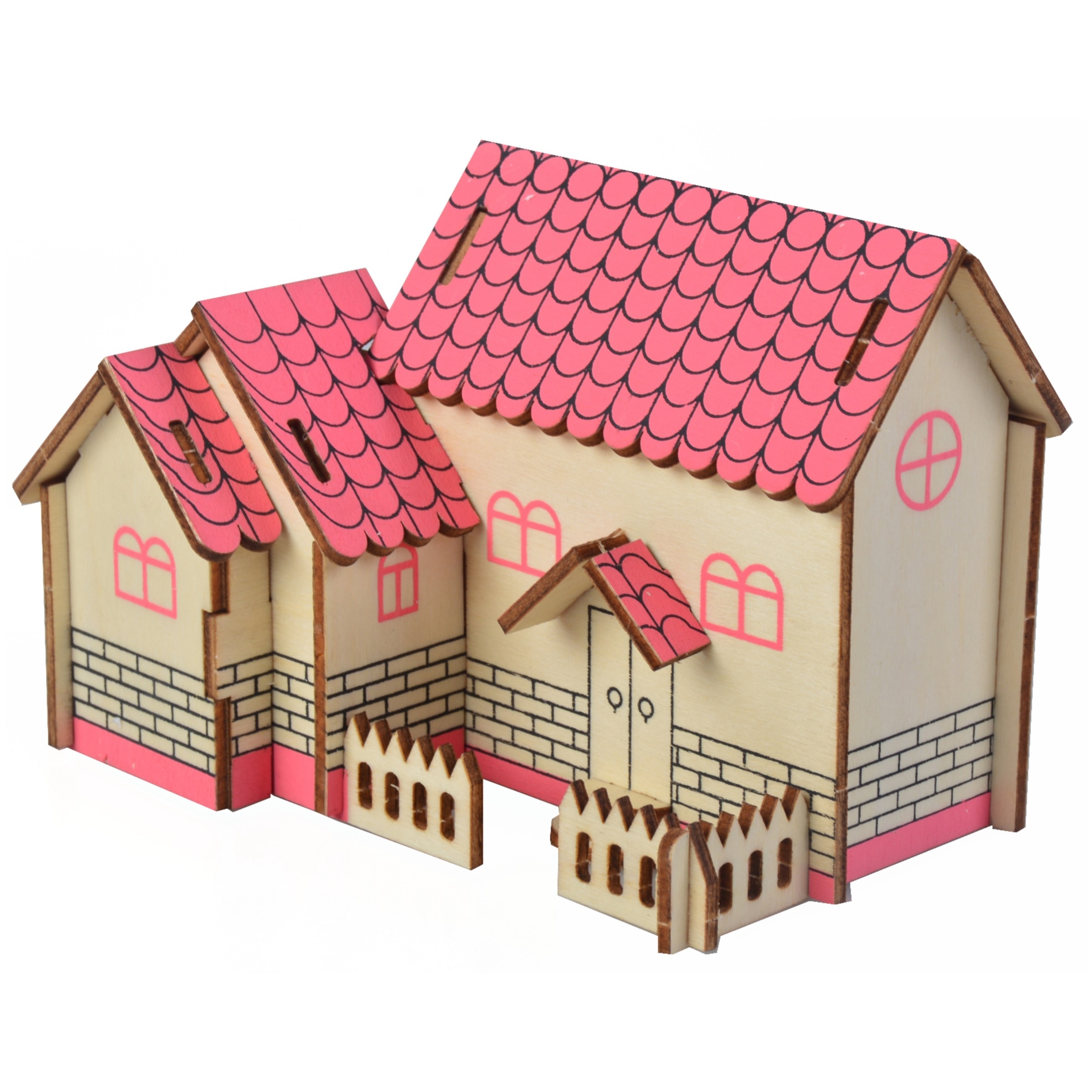Wooden 3D House Puzzle DIY Set Wooden 3D House Puzzle DIY Set