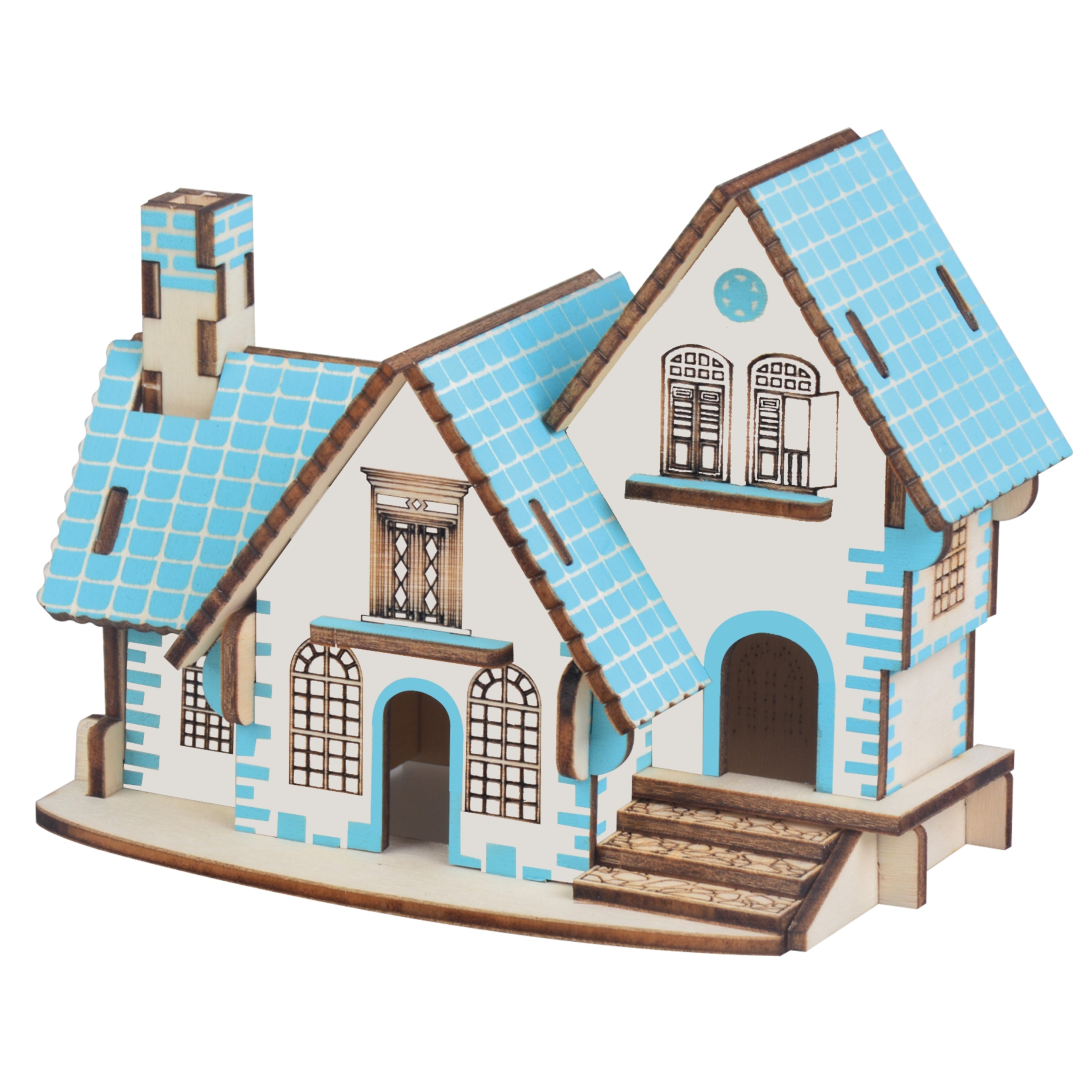 Wooden 3D House Puzzle DIY Set Wooden 3D House Puzzle DIY Set