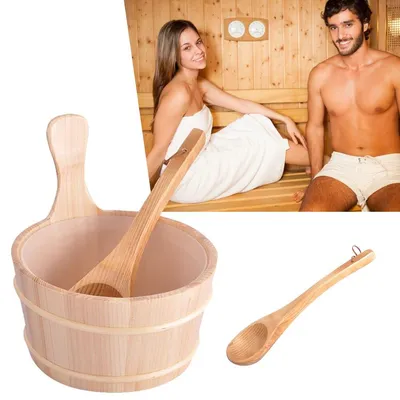 Wooden 4L Sauna Bucket and Ladle Wooden 4L Sauna Bucket and Ladle