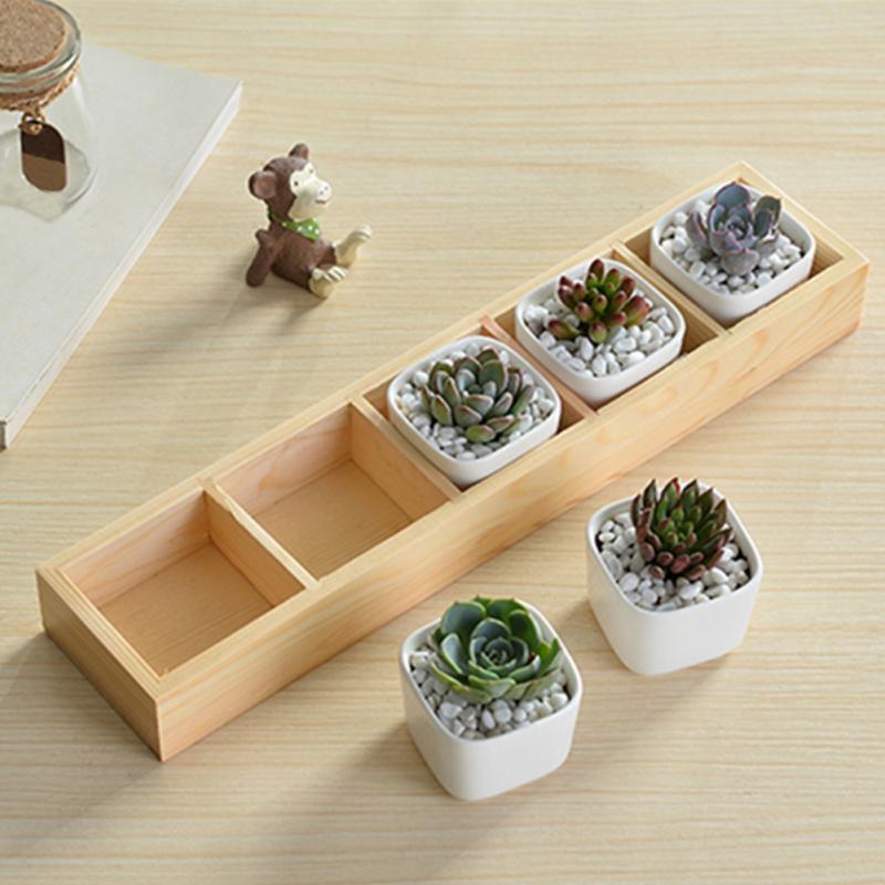 Wooden 5 Grid Succulent Plant Tray Wooden 5 Grid Succulent Plant Tray