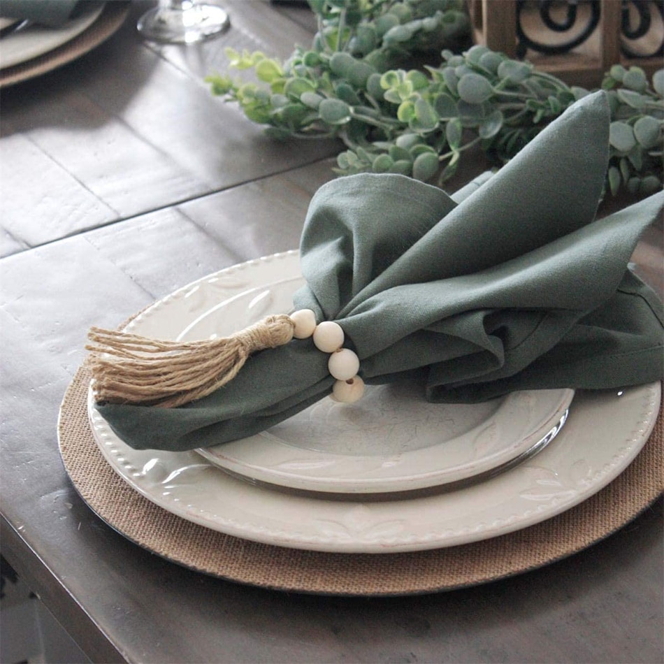 Wooden Bead Napkin Rings (6pcs)