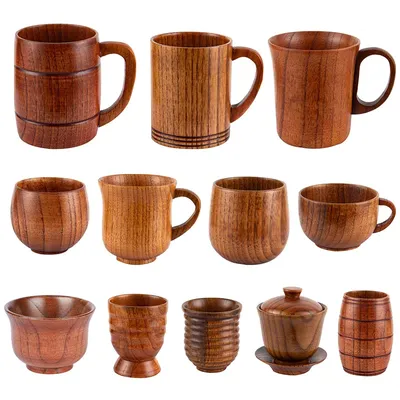 Wooden Big Belly Cups Handmade Jujube Wood Handle Cups Beer Tea Coffee Milk Water Cup Kitchen Bar Drinkware for Kitchen