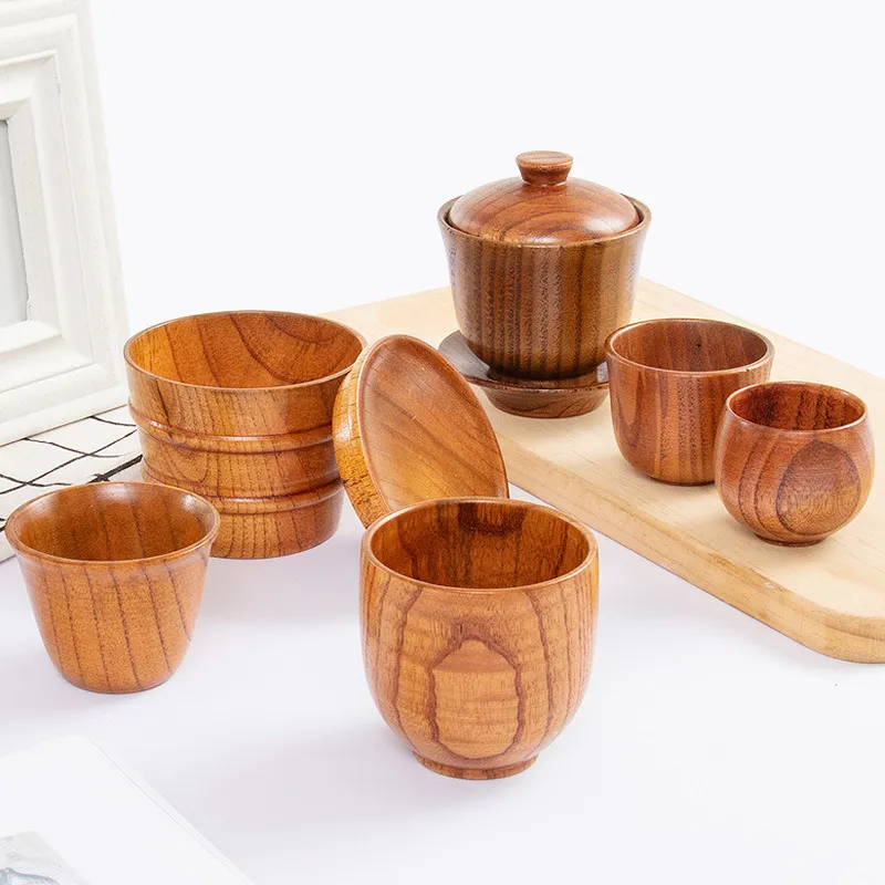 Wooden Big Belly Cups Handmade Jujube Wood Handle Cups Beer Tea Coffee Milk Water Cup Kitchen Bar Drinkware for Kitchen