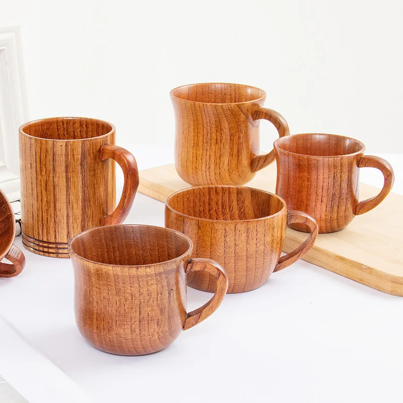 Wooden Big Belly Cups Handmade Jujube Wood Handle Cups Beer Tea Coffee Milk Water Cup Kitchen Bar Drinkware for Kitchen
