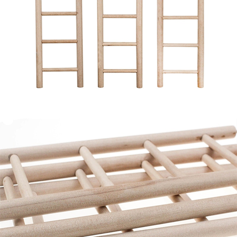 Wooden Bird Cage Ladder with Hooks