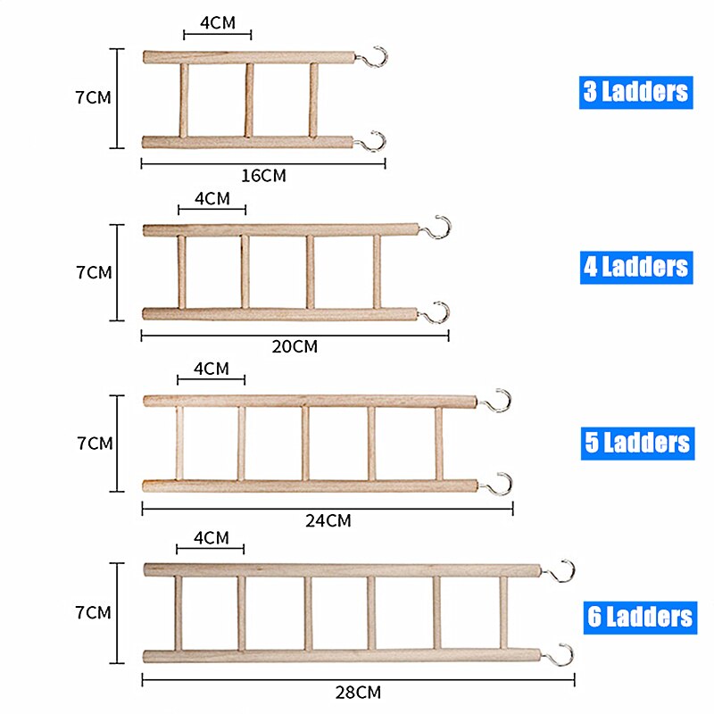 Wooden Bird Cage Ladder with Hooks