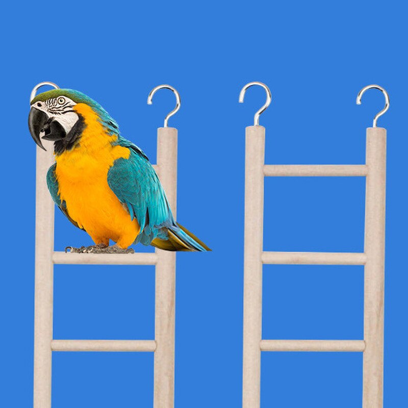 Wooden Bird Cage Ladder with Hooks