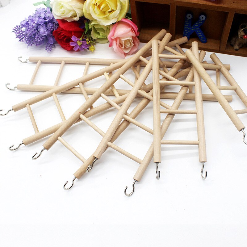 Wooden Bird Cage Ladder with Hooks