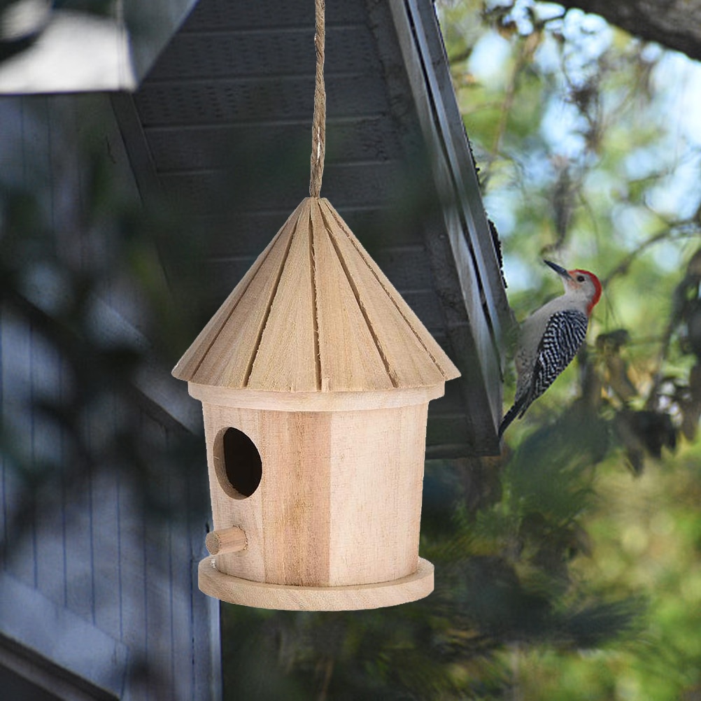 Wooden Bird House Hanging Nest Wooden Bird House Hanging Nest