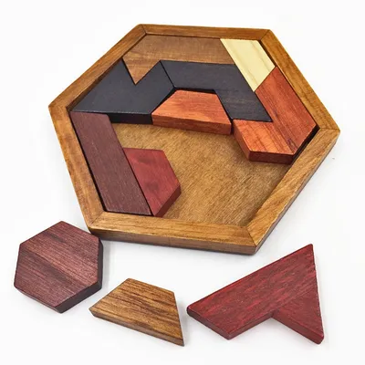 Wooden Brain Teaser Hexagon Puzzle Wooden Brain Teaser Hexagon Puzzle