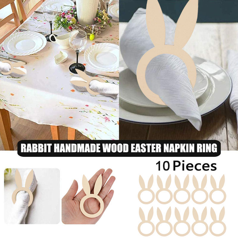 Wooden Bunny Ears Napkin Rings (10Pcs) Wooden Bunny Ears Napkin Rings (10Pcs)