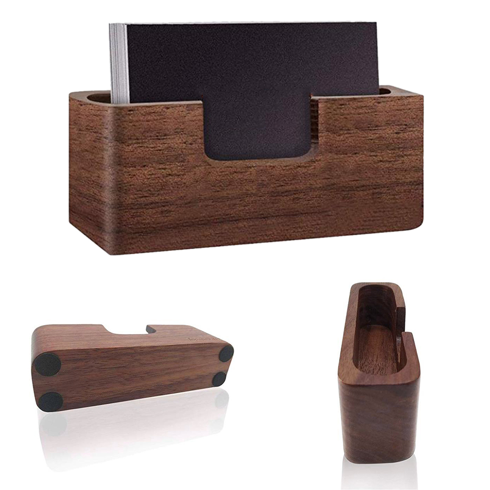 Wooden Business Card Holder for Desk