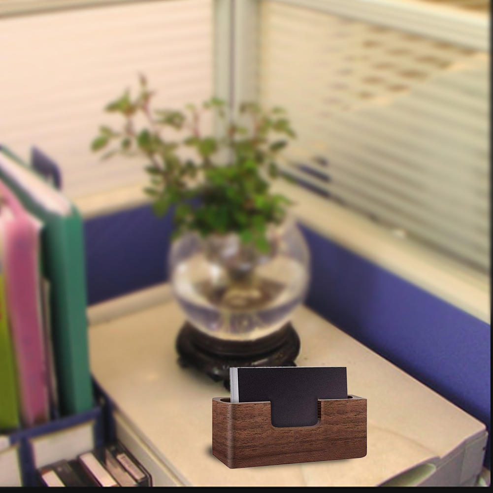 Wooden Business Card Holder for Desk
