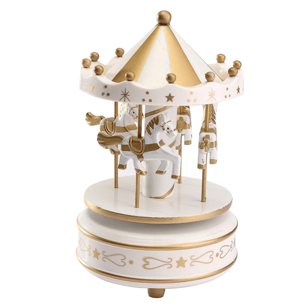 Wooden Carousel Music Box Wind-Up Box