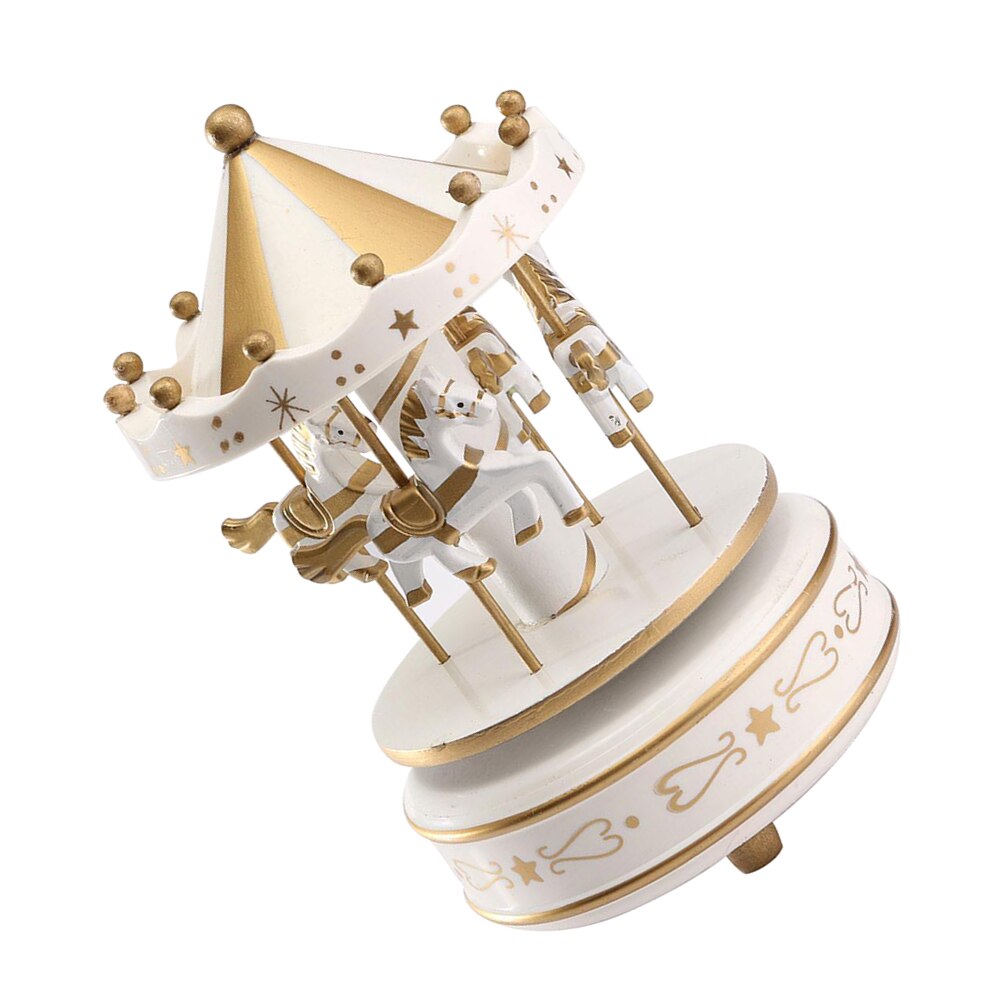 Wooden Carousel Music Box Wind-Up Box