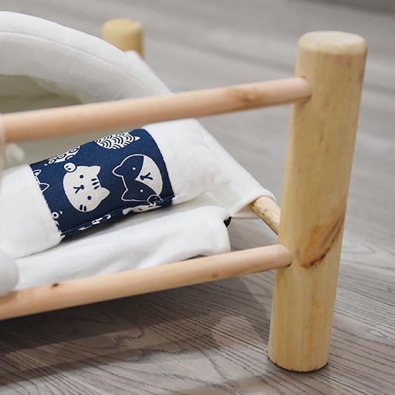 Wooden Cat Bed with Blanket Wooden Cat Bed with Blanket