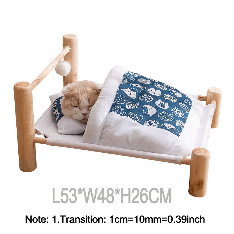 Wooden Cat Bed with Blanket Wooden Cat Bed with Blanket