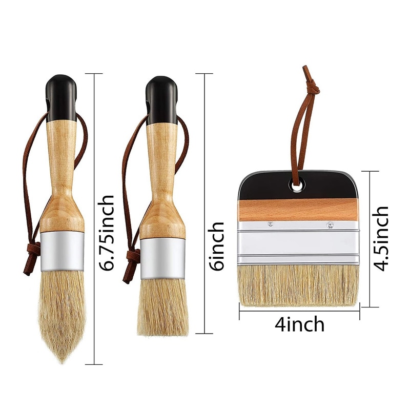 Wooden Chalk Paint Brushes (3pcs)