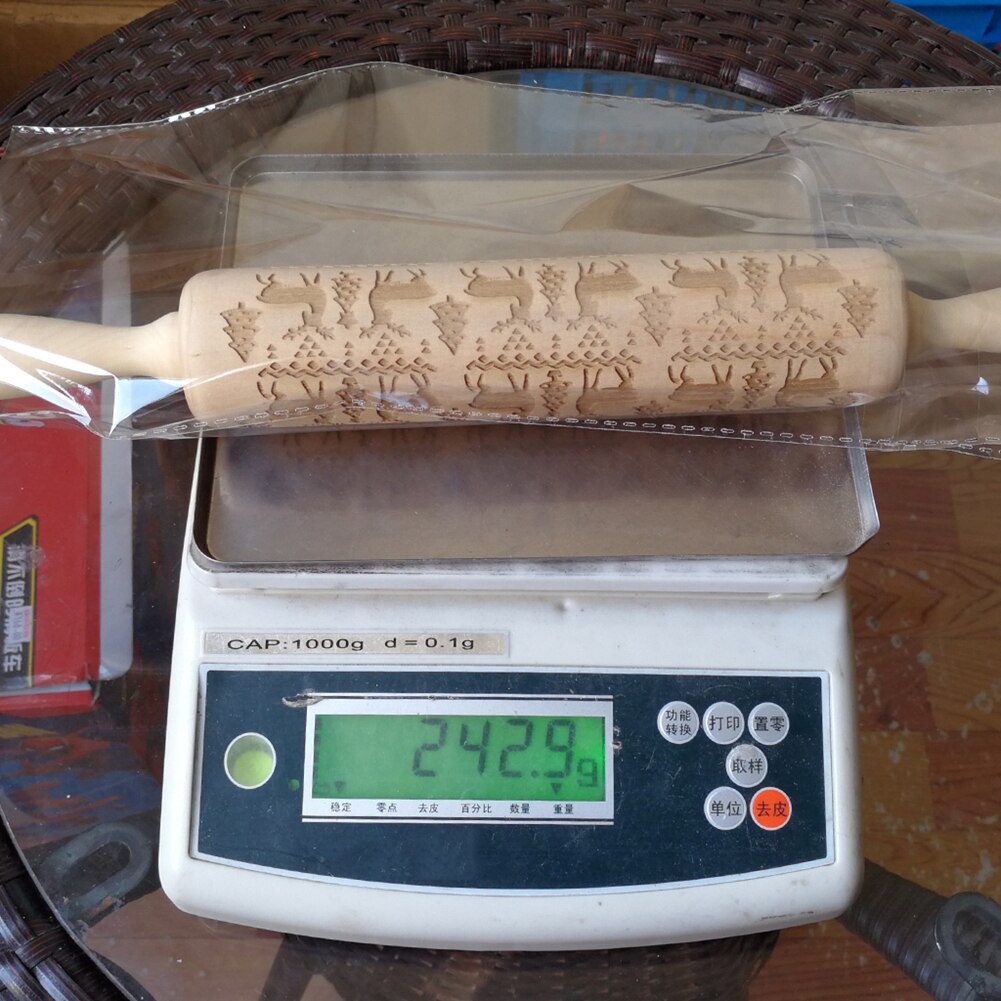 Wooden Christmas Embossed Rolling Pin